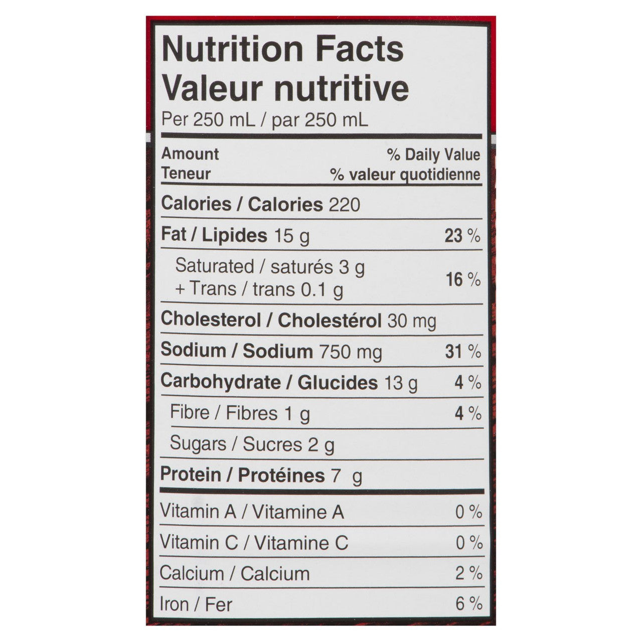 Campbell's Chunky, Creamy Chicken Noodle Soup, 540ml Can Nutritional Facts Label